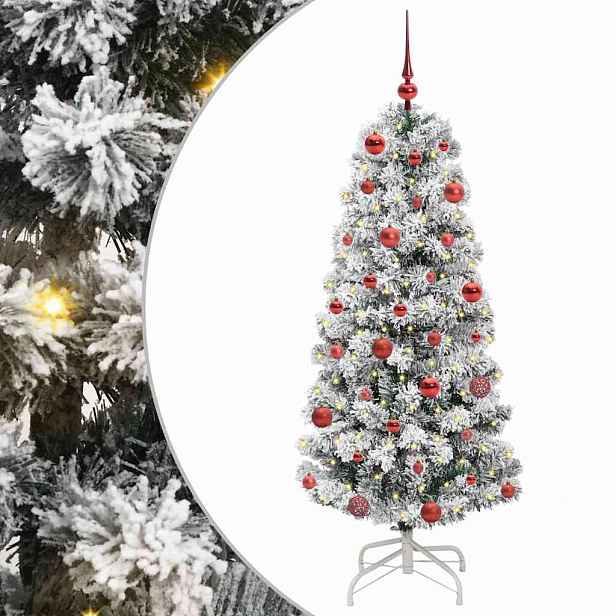 vidaXL Umělý Skládací Vánoční Strom 150 LED Zelená a bílá 150 cm