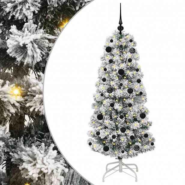 vidaXL Umělý Skládací Vánoční Strom 150 LED Zelená a bílá 150 cm