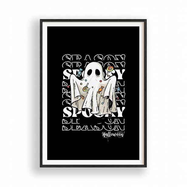 Halloweenský Plakát A3, černý dřevěný Rámeček , 30x42 cm