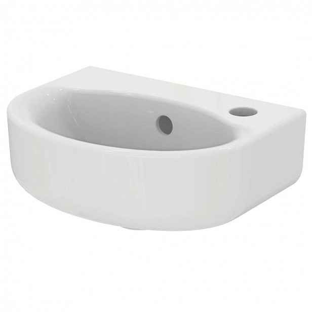 Ideal Standard Connect - Umývátko 35x26 cm, 1 otvor pro baterii vpravo, s Ideal Plus, bílá E7913MA