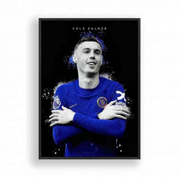 Obraz Cole Palmer Chelsea Plakát Rámeček Dřevěný Černý 30x42 cm