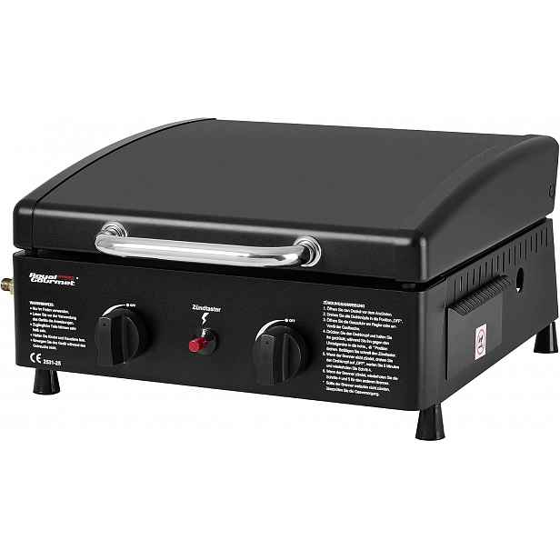 Plynový gril Royal Gourmet 5 kW 2 hořáky Plancha s víkem, černý