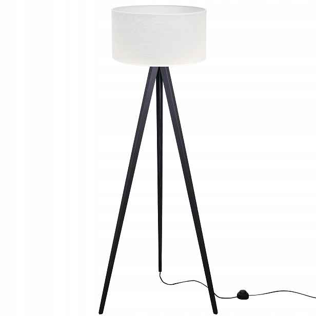 Stojací Lampa Trojnožka Černá Dřevo Boho Juta Do Ložnice Obývacího Pokoje