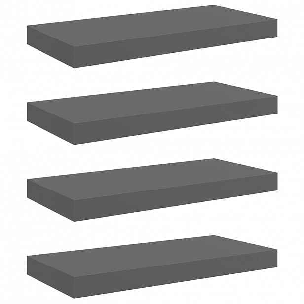 vidaXL Plovoucí nástěnné police 4 ks šedé vysoký lesk 50x23,5x3,8 cm MDF