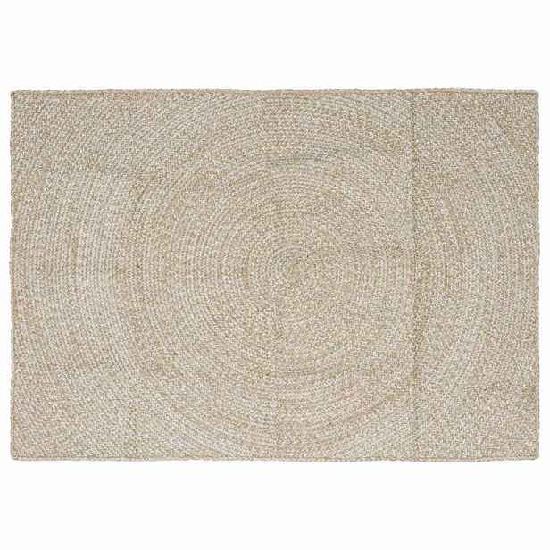 vidaXL Koberec do oblasti Přírodní a bílá 120 x 170 cm juta