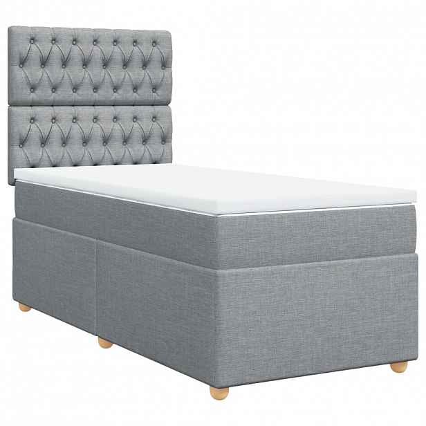 vidaXL Box spring postel s matrací světle šedá 90x190 cm textil