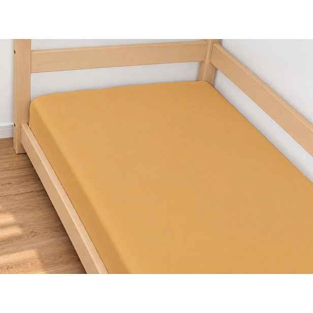 Benlemi Jednolůžkové prostěradlo JERSEY z bavlny, 70x140 cm HOŘČICOVÉ