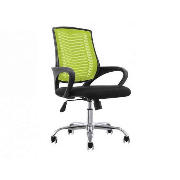 Kancelářské křeslo, zelená / černá / chrom, IMELA - 52x60x95-105 cm