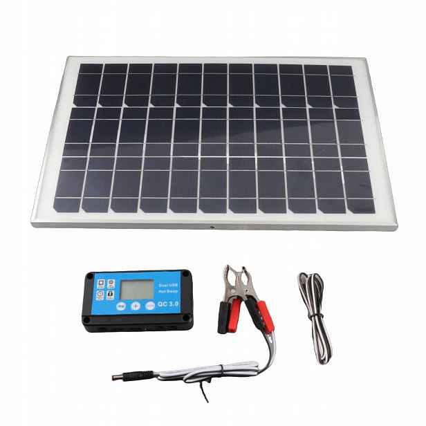 Solární Panel 100W 12V Regulátor Nabíjení 20A 12V/24V