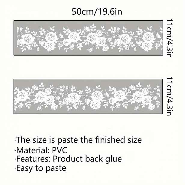 TEMU Sada dvou (11*50Cm*2ks) bílých květinových vinných nálepek na zeď, statické nálepky na sklo, oboustranné viditelné 20 dekorativních nálepek na