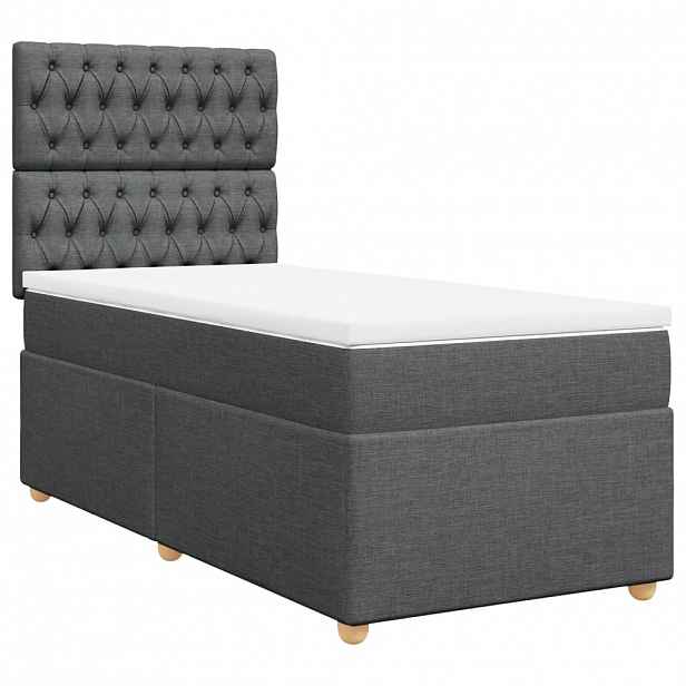 vidaXL Box spring postel s matrací tmavě šedá 90x190 cm textil