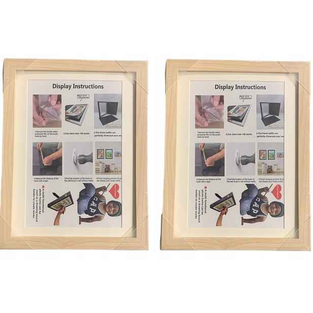2X Rámeček Dřevěný Světle Hnědý Na Fotografie 33X25 CM