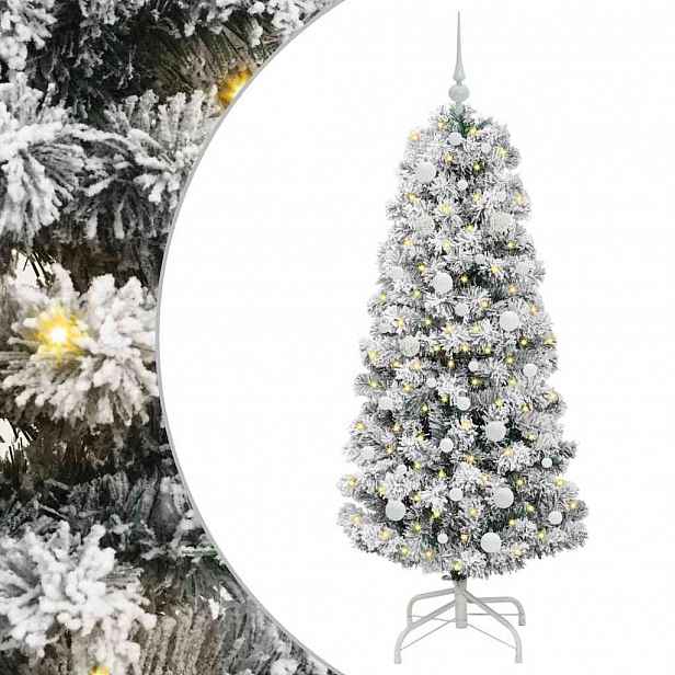 vidaXL Umělý Skládací Vánoční Strom 150 LED Zelená a bílá 150 cm