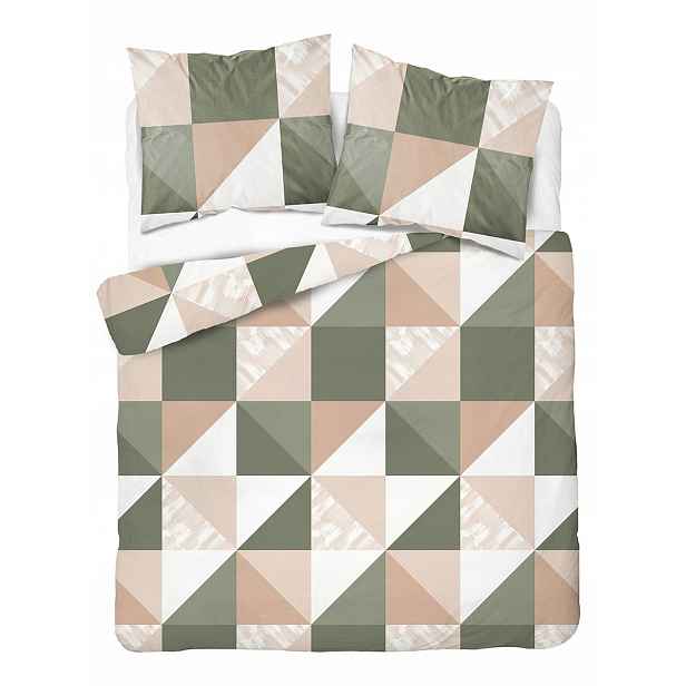 Povlečení 160x200 Geometrická zelená/béžová