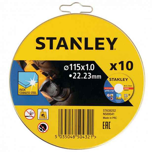 Stanley - Řezný kotouč na nerezovou ocel a kovy, 115x22,2 mm, 10 ks STA38252-XJ