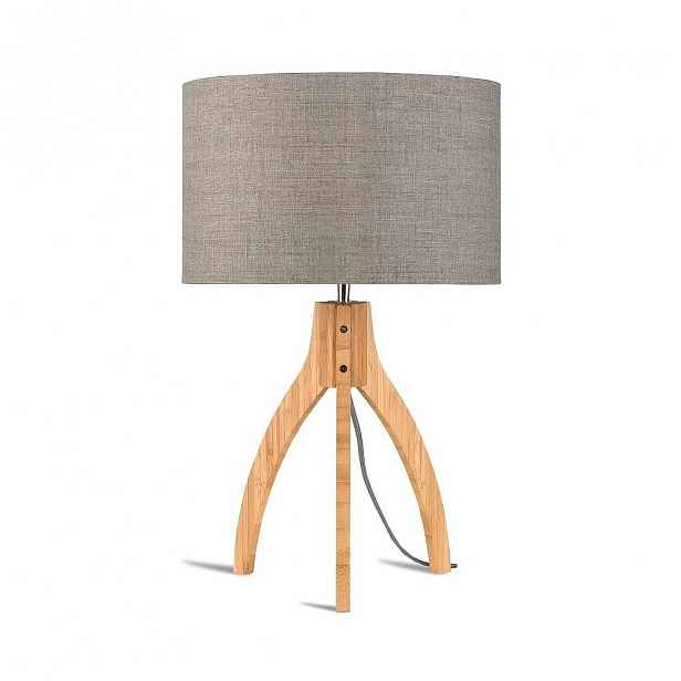 Stolní lampa s béžovým stínidlem a konstrukcí z bambusu Good&Mojo Annapurna