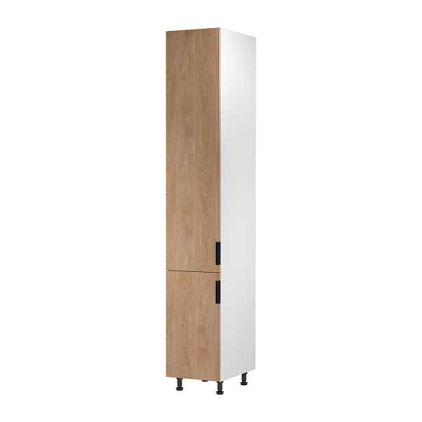 Vysoká kuchyňská skříň SALERNO - šířka 40 cm, bílá / dub, levé provedení
