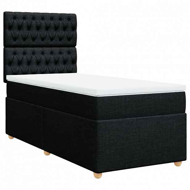 vidaXL Box spring postel s matrací černá 90x190 cm textil