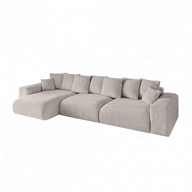 ALTDECOR ROHOVÁ SEDACÍ SOUPRAVA s otomanem vlevo ESKAR-L2 364x176x72 světle hnědý velur