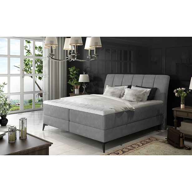 Kontinentální postel s úložným prostorem 180x200 MODRIVA - šedá 2