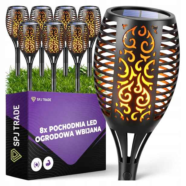 Solární Zahradní Lampa Pochodeň Efekt Plamene Zapichovací Lampička Oheň 8 Ks