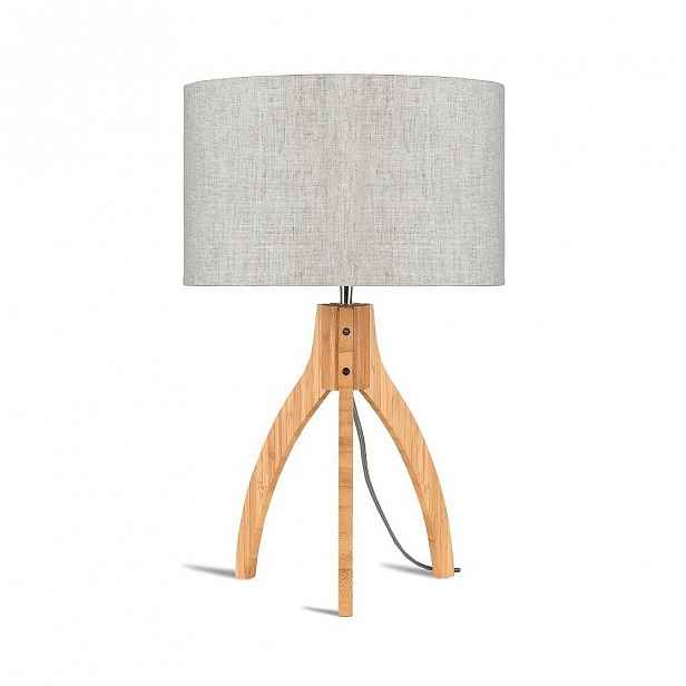 Stolní lampa se světle béžovým stínidlem a konstrukcí z bambusu Good&Mojo Annapurna