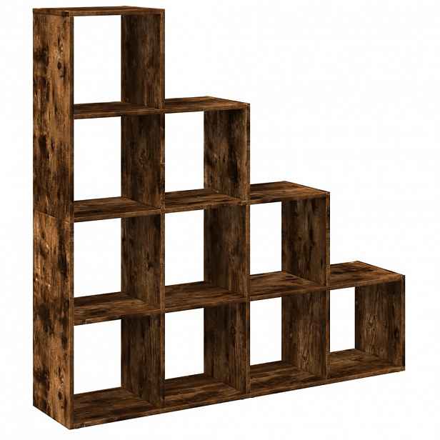 vidaXL Knihovna/dělící stěna 4patrová kouřový dub 131,5x29x131,5 cm