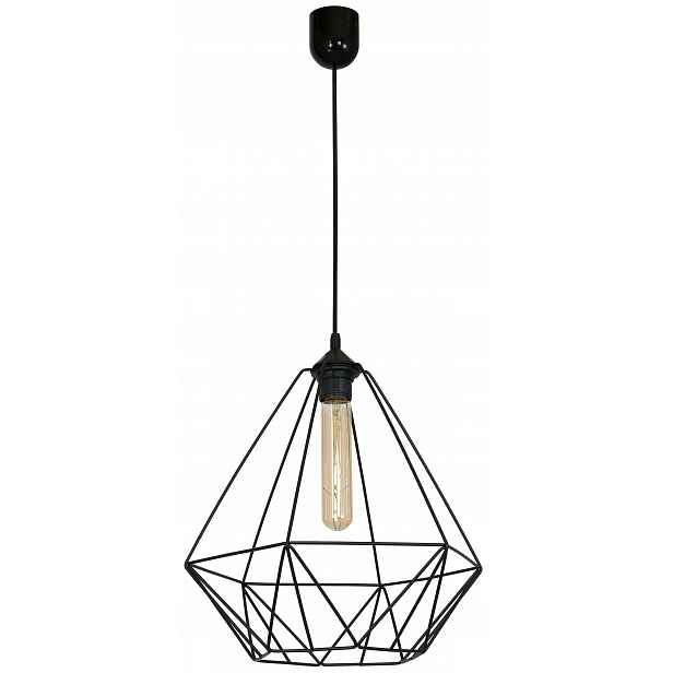 Závěsná lampa Basket New Černá, kovová, stylový akcent do pokoje