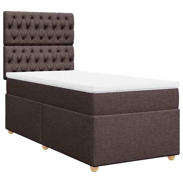 vidaXL Box spring postel s matrací tmavě hnědá 90x190 cm textil