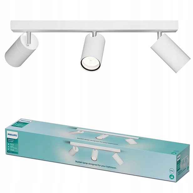 Stropní Svítidlo do koupelny IP44 3x GU10 Led reflektor Spot Idris Philips