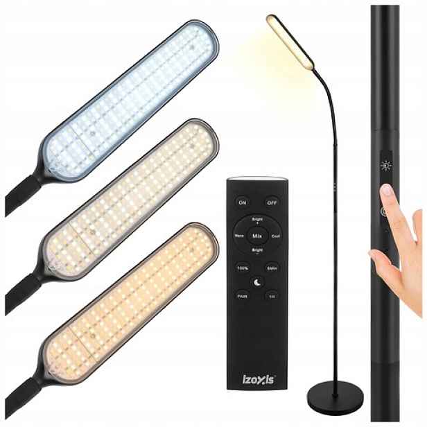 Led podlahová lampa Izoxis 180 cm s dálkovým ovládáním, 3 barvy světla, černá