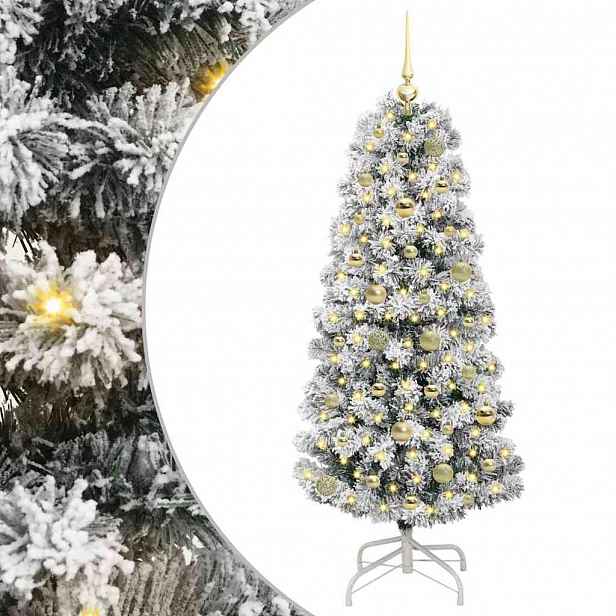 vidaXL Umělý Skládací Vánoční Strom 150 LED Zelená a bílá 150 cm