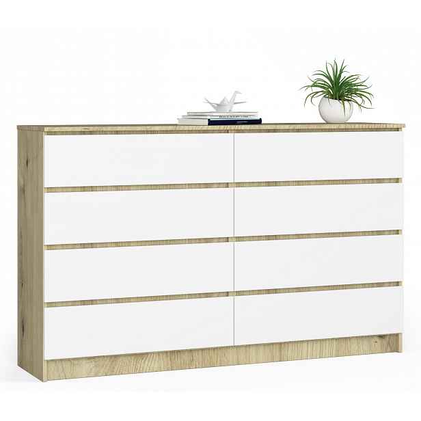 Komoda skříňka K160 8 zásuvek artsian-bílá Akd