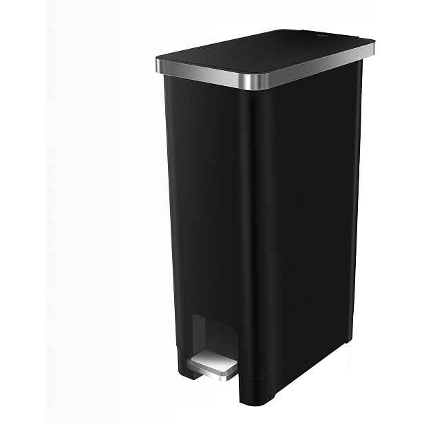 Štíhlý Pedálový Koš Eko Hana – 45 L – Černý Mat – Na Kolečkách