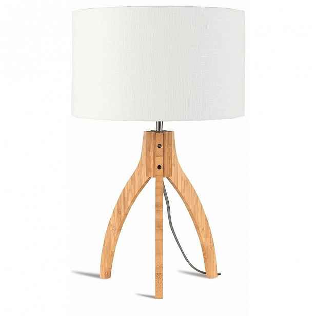 Stolní lampa s bílým stínidlem a konstrukcí z bambusu Good&Mojo Annapurna