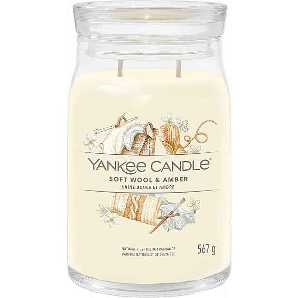 Yankee Candle vonná svíčka Signature ve skle velká Soft Wool & Amber 567g