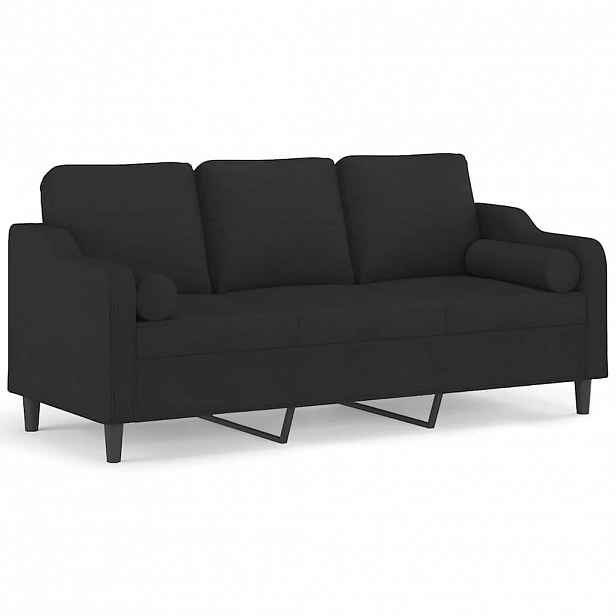 vidaXL 3místná pohovka s polštáři černá 180 cm textil