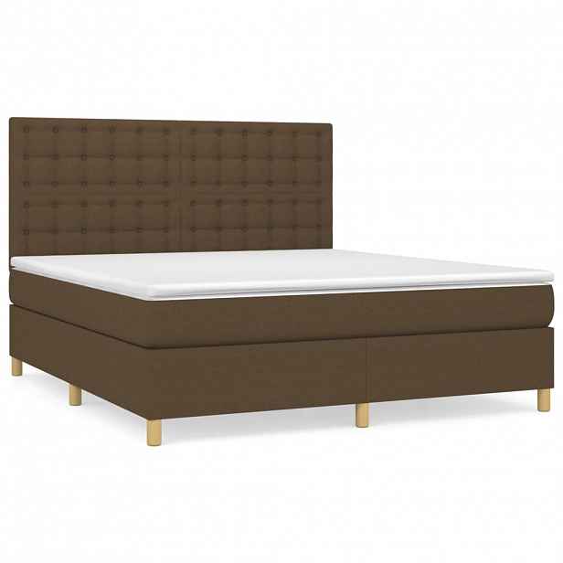 vidaXL Box spring postel s matrací tmavě hnědá 160x200 cm textil