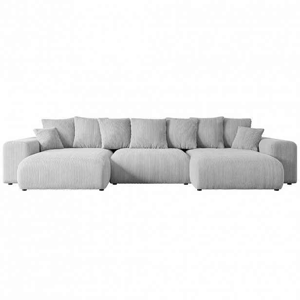 ALTDECOR SEDACÍ SOUPRAVA s funkcí lůžka ESKAR-U - 364 x 176 x 72 cm, šedý manšestr