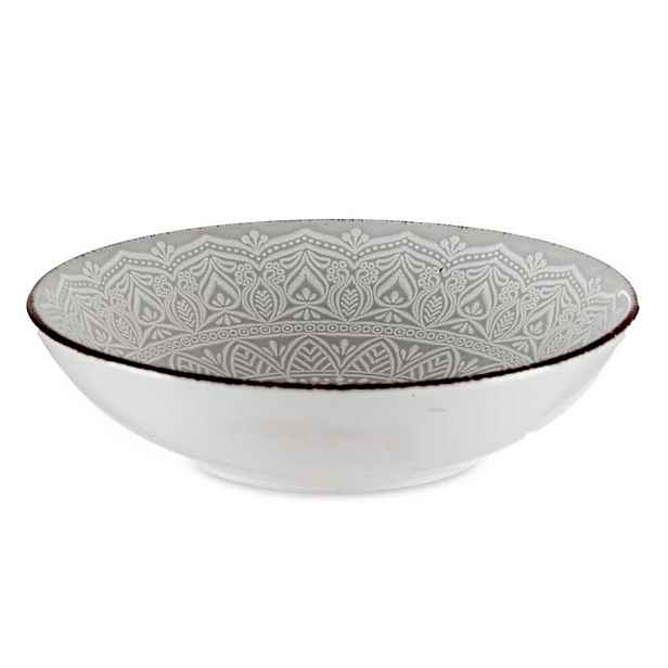 VESSIA Hluboký kameninový talíř MANDALA 20 cm šedý