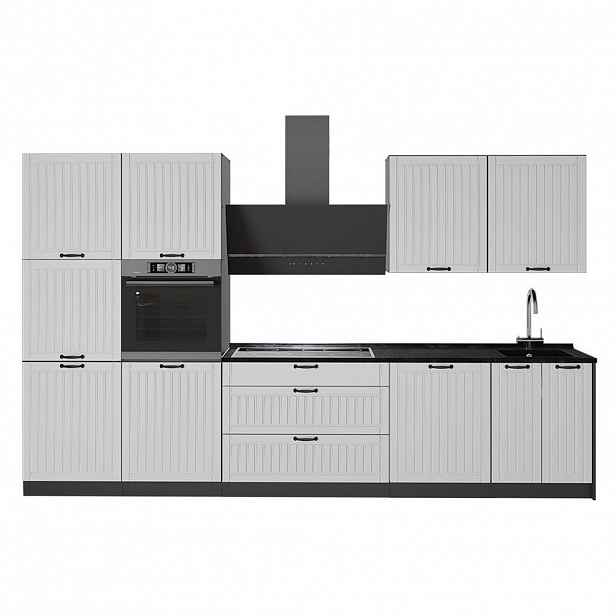 Vicco KUCHYŇSKÝ KOUT Fame-Line, Bílý venkovský dům/Antracit, 340 cm, PD Antracit