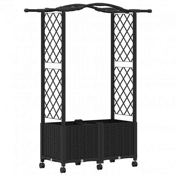 vidaXL Vyvýšený záhon s treláží a střechou Černá 125 x 40 x 144 cm PP