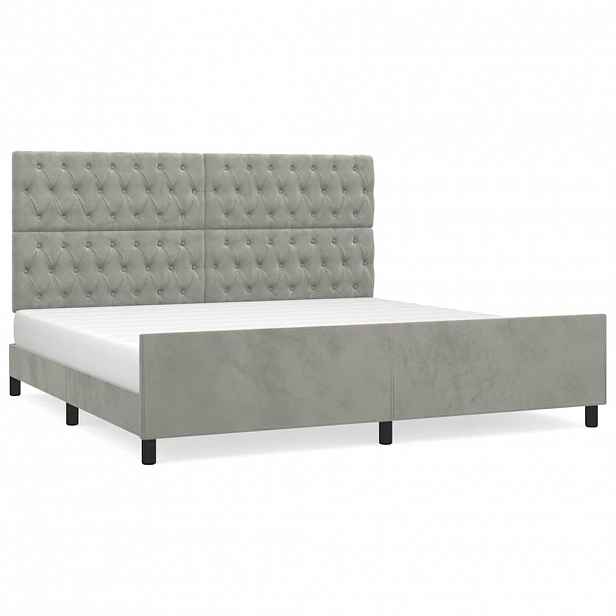 vidaXL Rám postele bez matrace světle šedý 200 x 200 cm samet