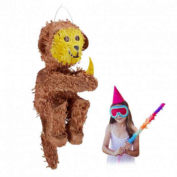Relaxdays PINATA Hnědá Žlutá opice k zavěšení