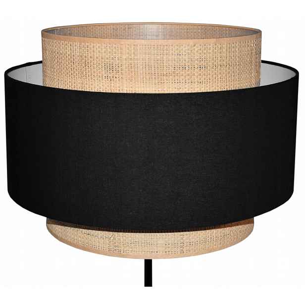 Stínidlo pro stojací stropní lampu 45/30 cm E27 Černé Mirano Rafia Ratan Boho