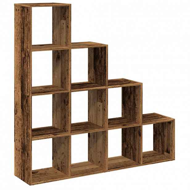 vidaXL Knihovna/dělící stěna 4patrová old wood 131,5x29x131,5 cm