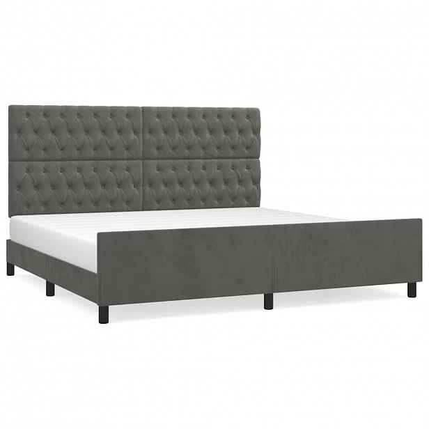 vidaXL Rám postele bez matrace tmavě šedý 200 x 200 cm samet
