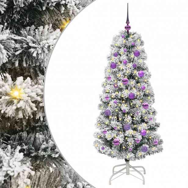 vidaXL Umělý Skládací Vánoční Strom 150 LED Zelená a bílá 150 cm