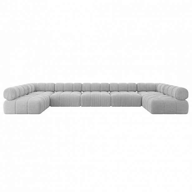 ALTDECOR SEDACÍ SOUPRAVA modulární pohovka Garvo-U3 – 475 × 190 × 70 cm šedá manšestr