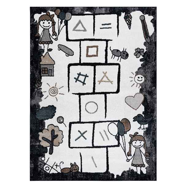 Dětský kusový koberec Fun Hop black, 160x220, černobílá, dětský pokoj, Dywany Łuszczów